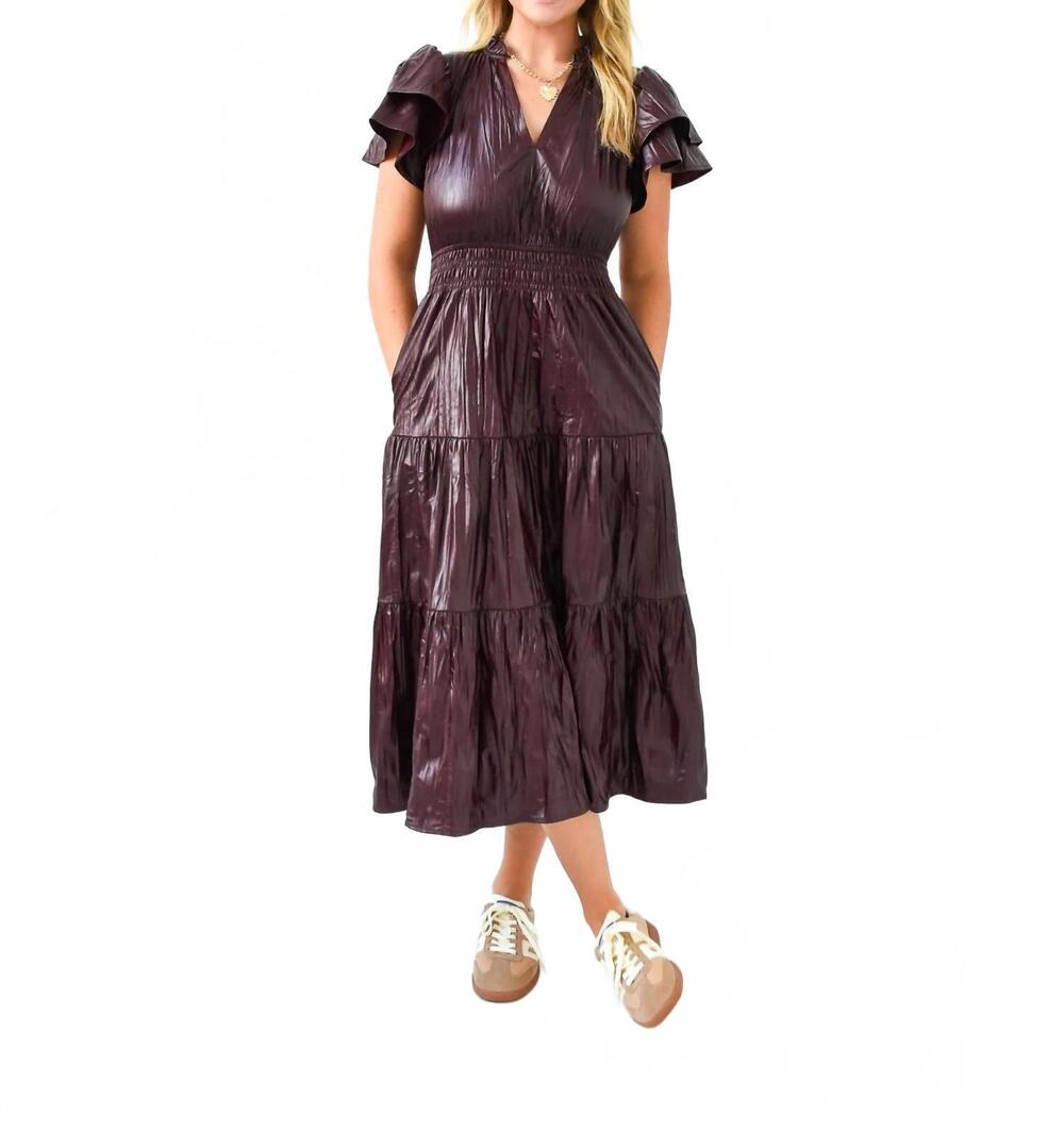 NEW THML pleather together midi dress in wine